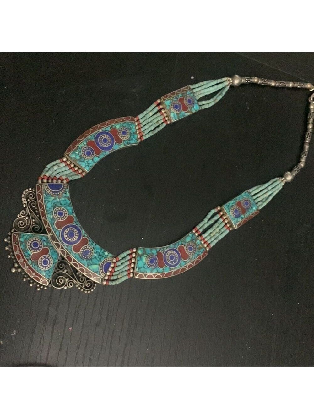 VINTAGE SW Turquoise Silver necklace - Picture 2 of 3